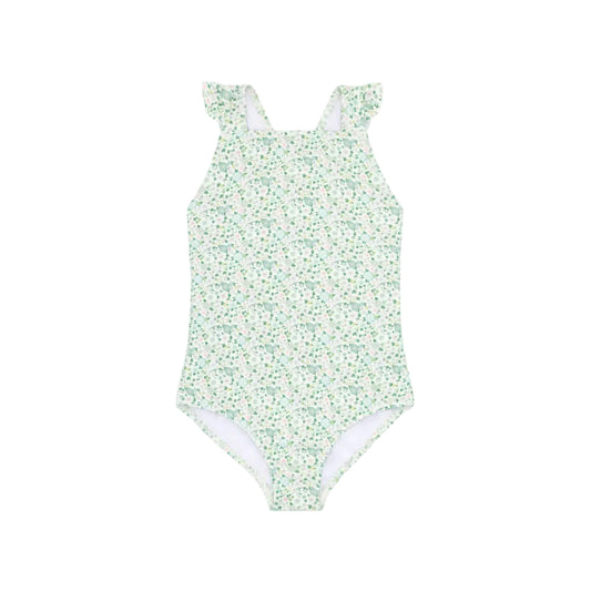 Girls Sea Marsh Floral Crossover One Piece