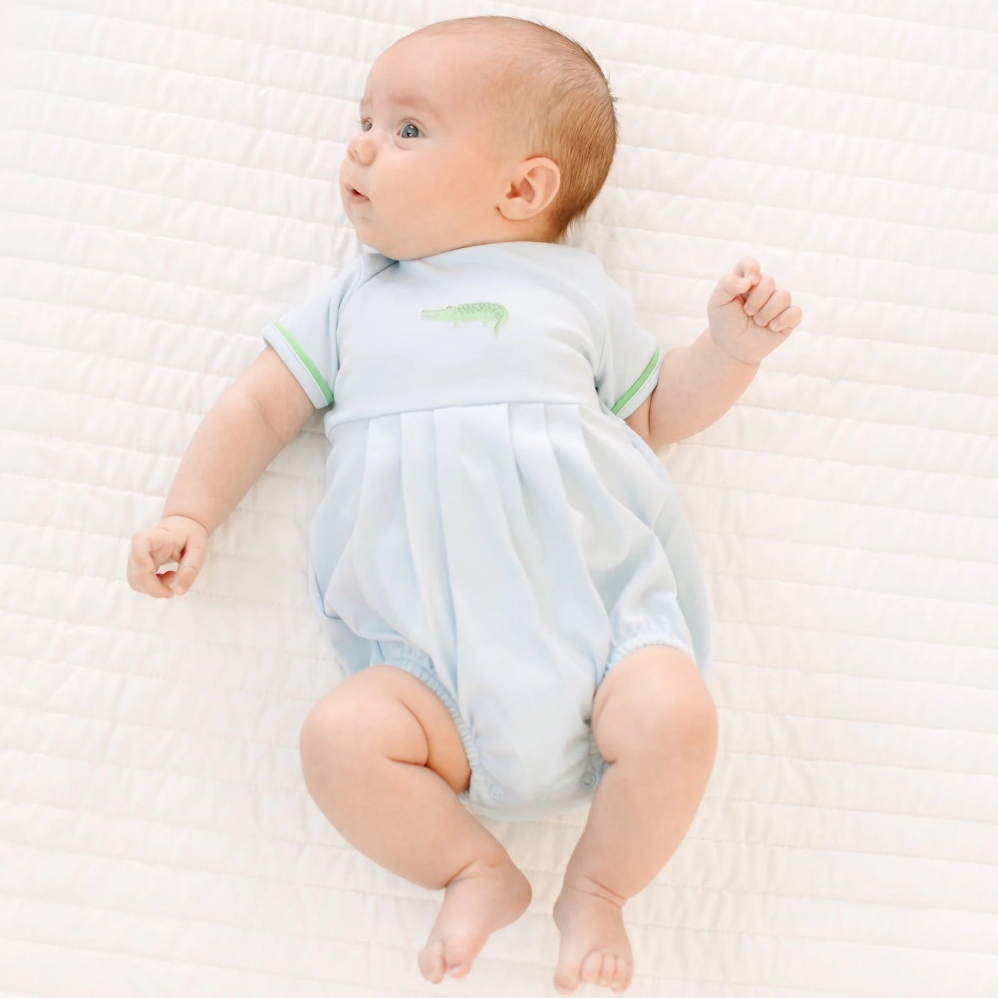 Bayou Baby Bubble- Hand Embroidered- Light Blue