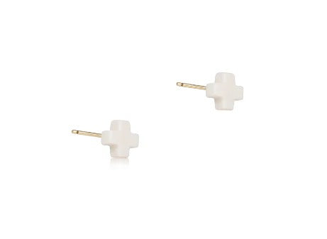 Signature Cross Small Studs Off-White