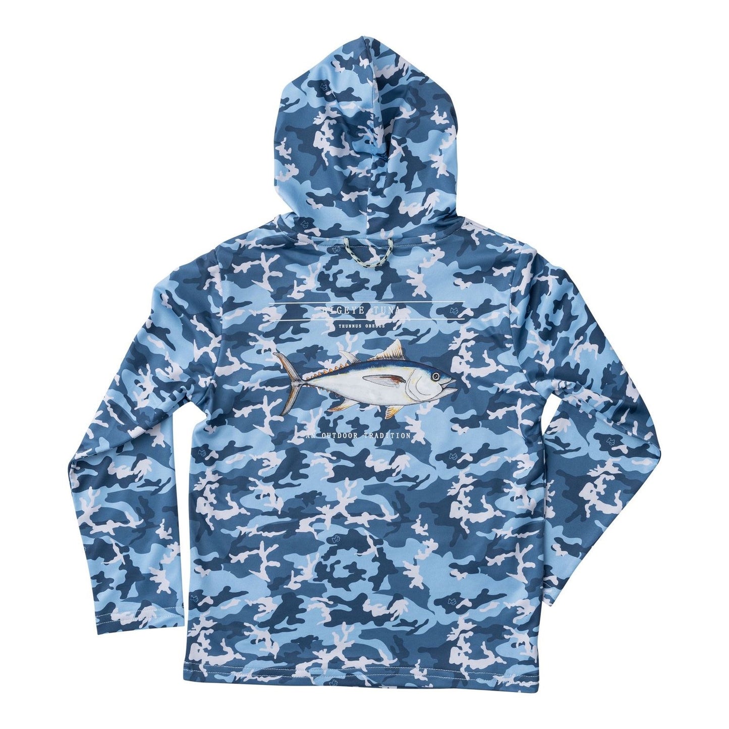 Kids Pro Performance Shirt Long Sleeve with Hoodie Blue Camo