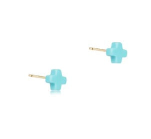 Signature Cross Small Studs Turquoise