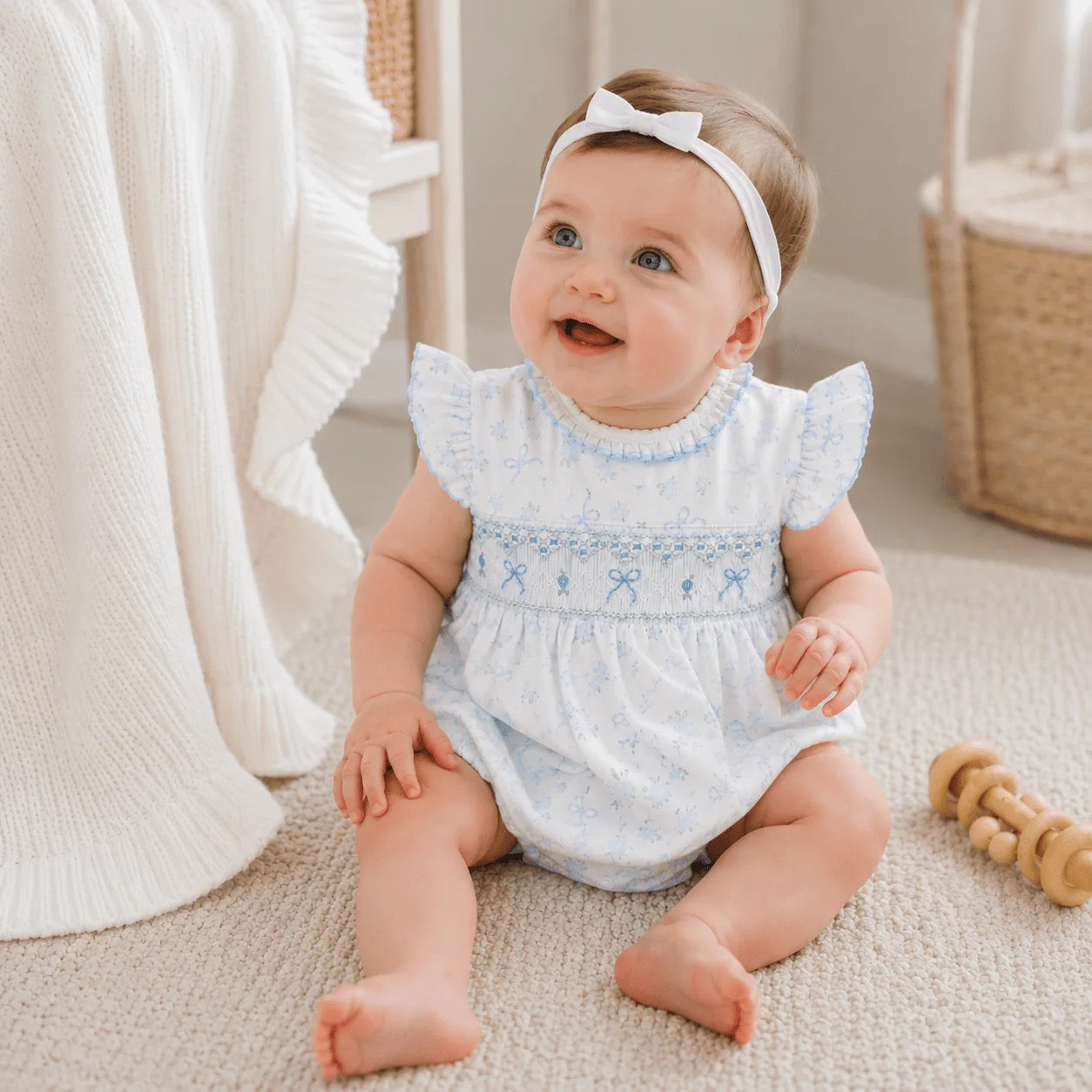 Eloise's Classics Smocked Bubble- Sky Blue