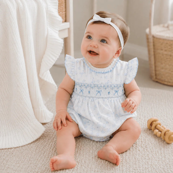 Eloise's Classics Smocked Bubble- Sky Blue