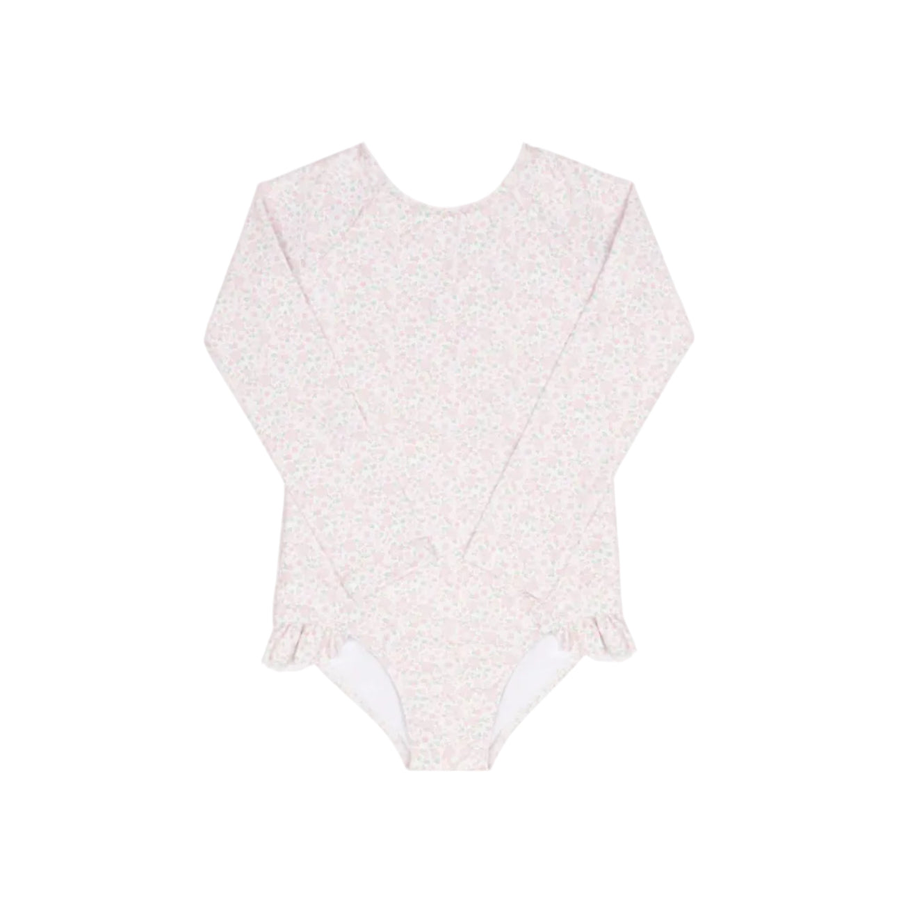 Girls Antique Floral Ruffle Sleeve Rashguard One Piece