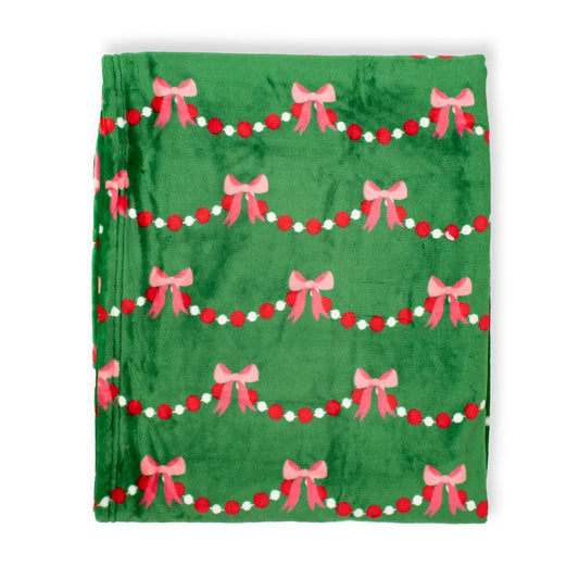 Bow Garland Throw Green/Pink