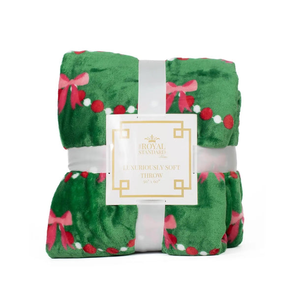 Bow Garland Throw Green/Pink