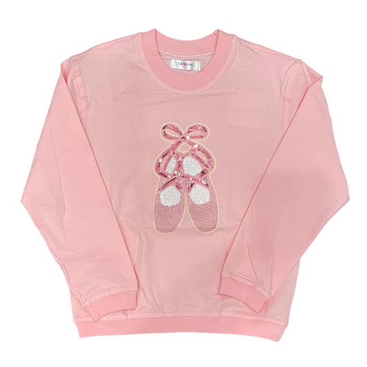 Light Pink Long Sleeve Sequin Ballet Shirt