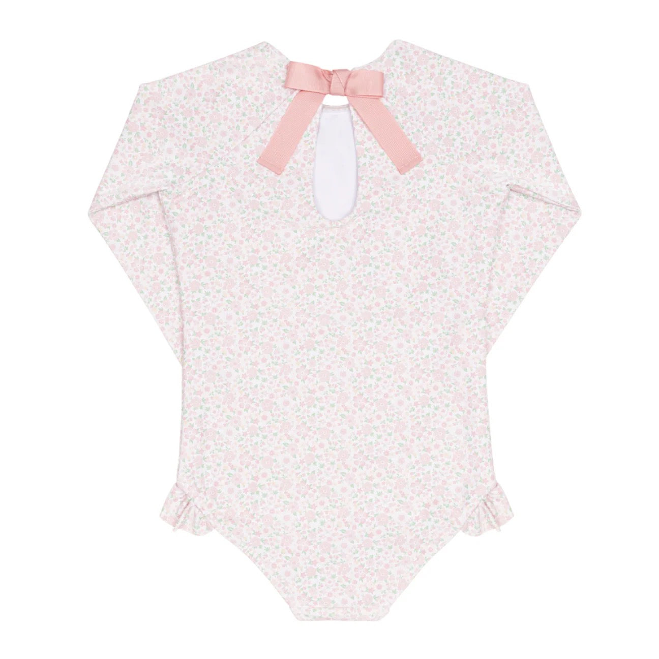 Girls Antique Floral Ruffle Sleeve Rashguard One Piece