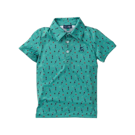 Boy's Short Sleeve Pro Performance Polo- Nutcracker Print