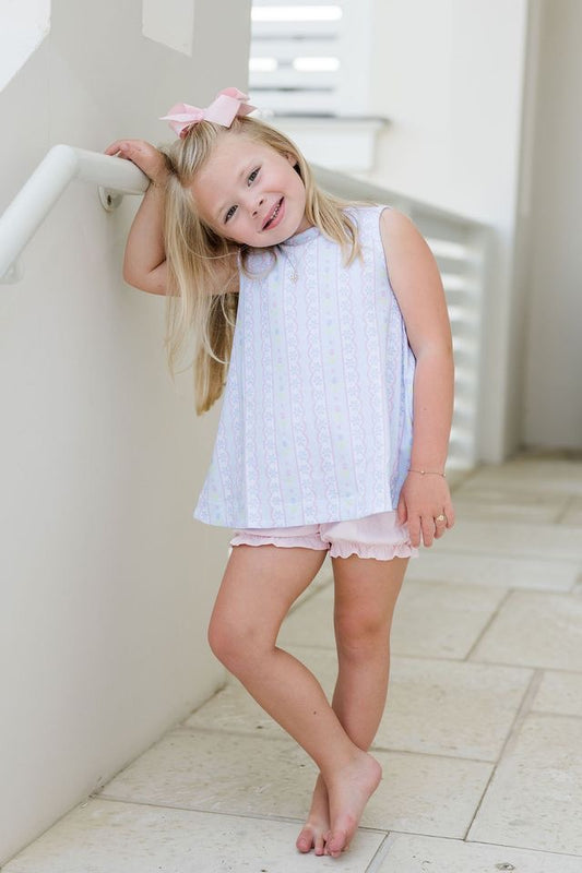 Lottie Bloomer Set, Blue Floral Scallop *PRE-ORDER*