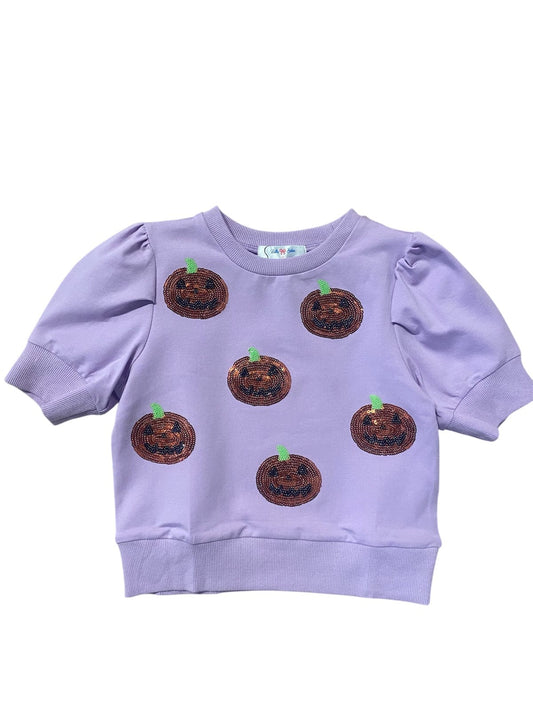 Lavender Short Sleeve Sequin Jack'O Top