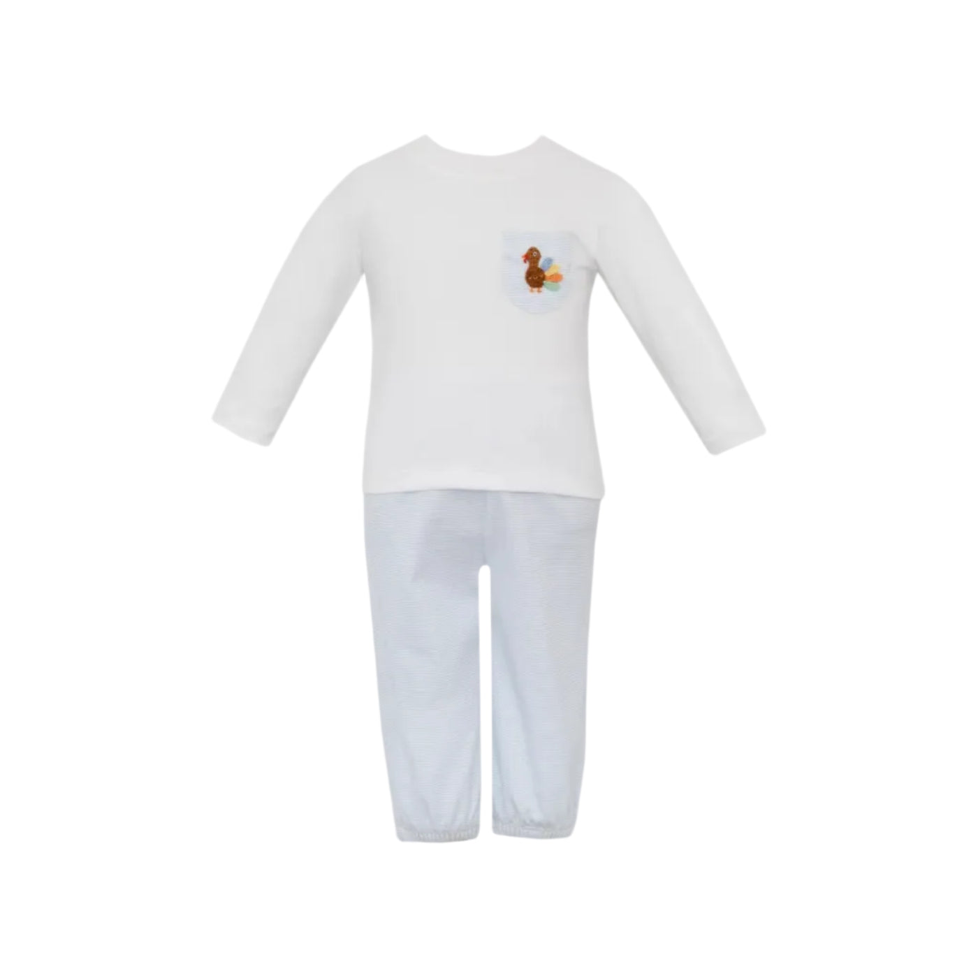 Turkey Boy's Light Blue Knit Stripe Boy's Long Footie L/S