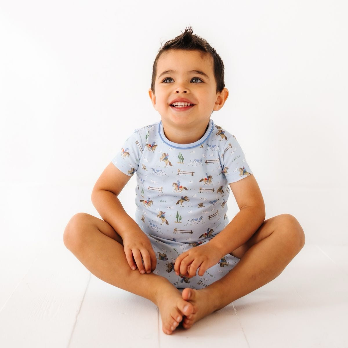 Little Wranglers Short Pajamas-Sky