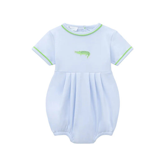 Bayou Baby Bubble- Hand Embroidered- Light Blue