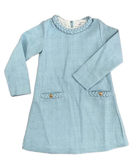 Light Blue Long Sleeve Braided Dress