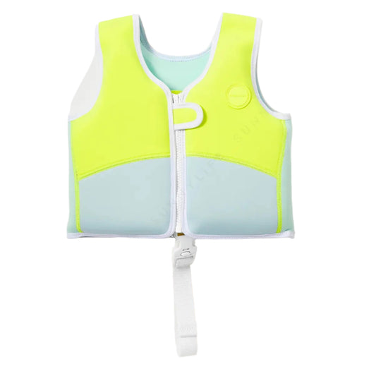 Salty the Shark Swim Vest 1-2 Aqua Neon Yellow