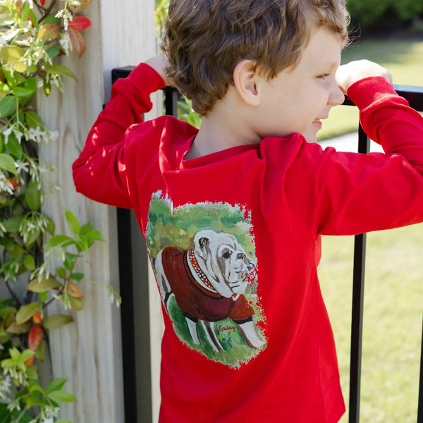 Long Sleeve Logo Tee- Dawg/Red