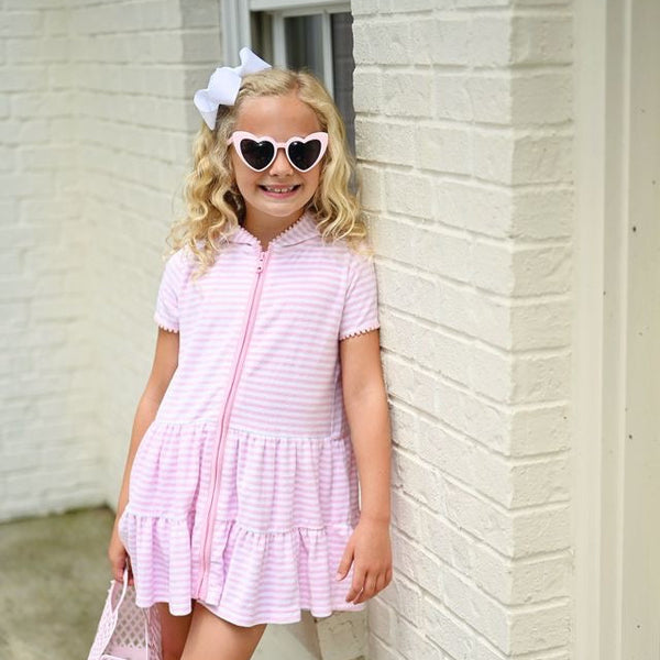 Pink Stripe Light Pink Coverup (Zip Up)