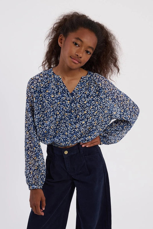 Girls Woven Top Blue Nora
