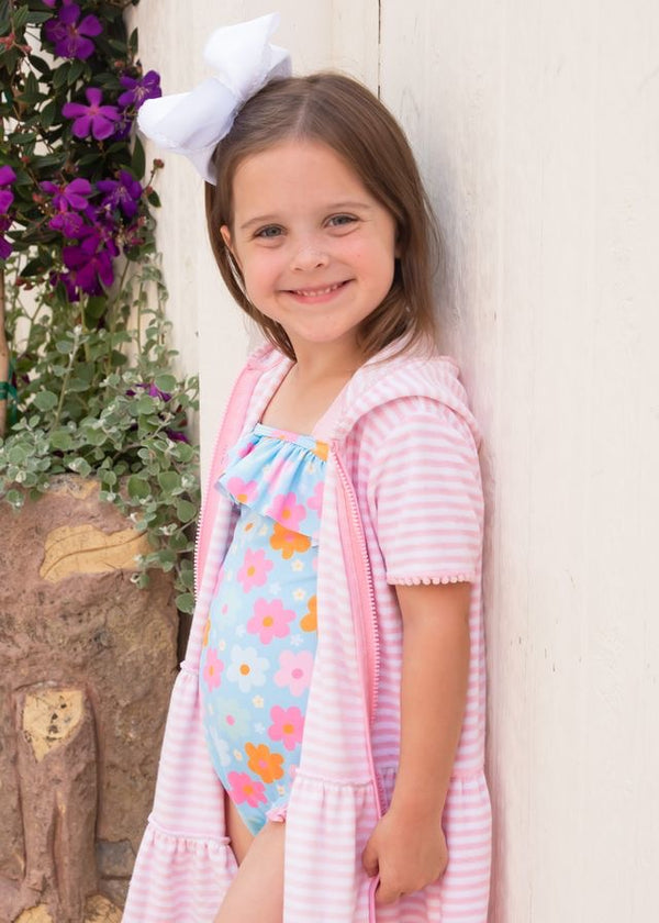 Pink Stripe Light Pink Coverup (Zip Up)