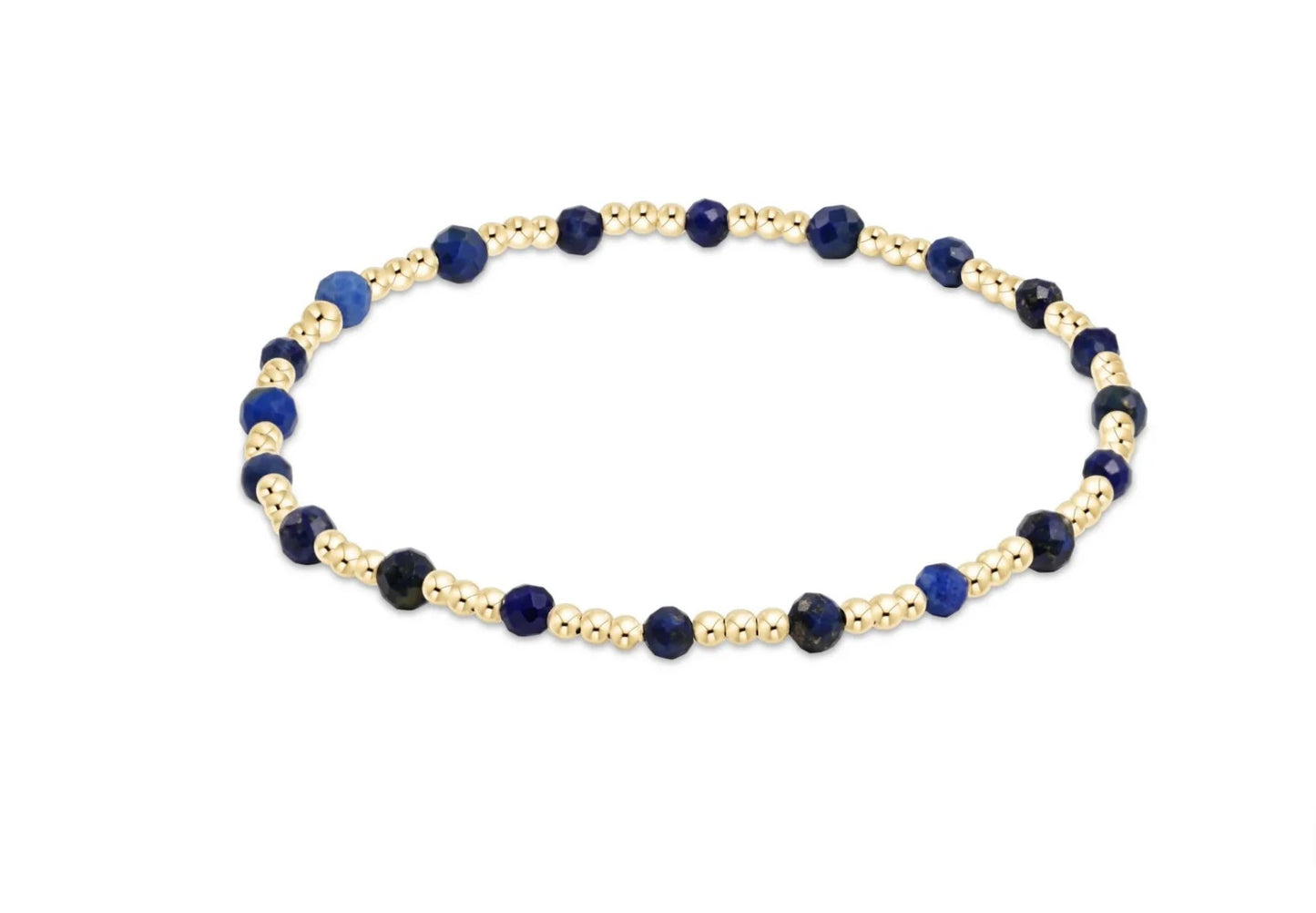 egirl Gemstone Gold Sincerity Pattern 3mm Bead Bracelet - Lapis