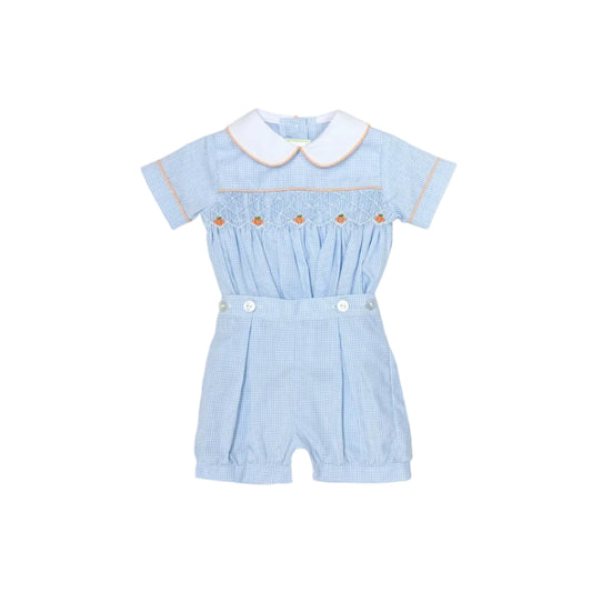 Pumpkin Adam Short Set, Light Blue Mini Gingham