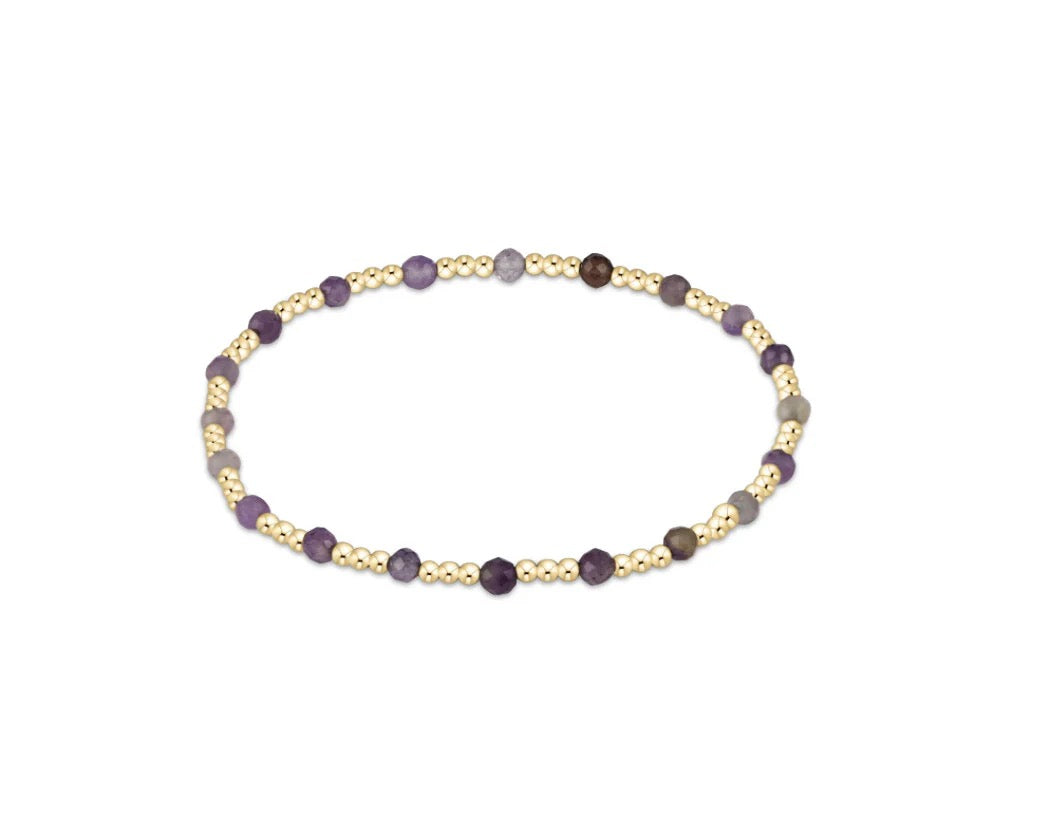 egirl Gemstone Gold Sincerity Pattern 3mm Bead Bracelet - Amethyst