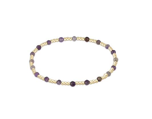 egirl Gemstone Gold Sincerity Pattern 3mm Bead Bracelet - Amethyst