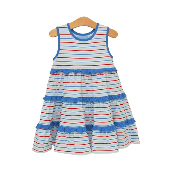 Trotter Street Kids Tinsley Twirl Dress Patriotic Stripe
