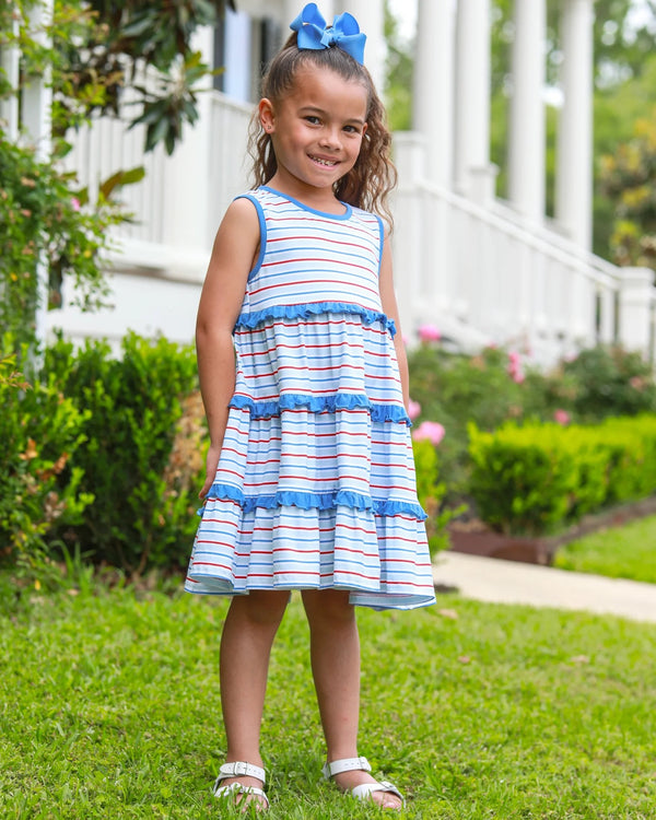 Trotter Street Kids Tinsley Twirl Dress Patriotic Stripe