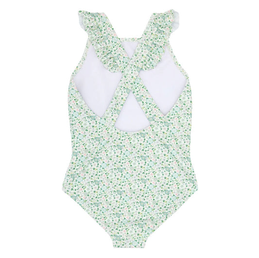Girls Sea Marsh Floral Crossover One Piece