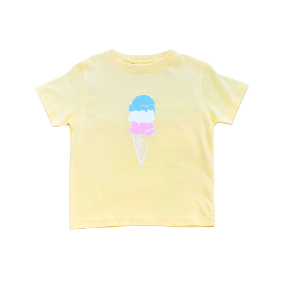 Short Sleeve Yellow Ice Cream Cone T-Shirt