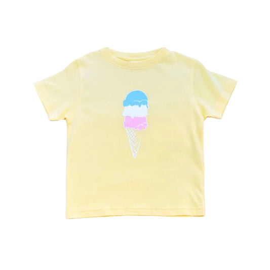 Short Sleeve Yellow Ice Cream Cone T-Shirt