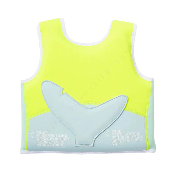 Salty the Shark Swim Vest 1-2 Aqua Neon Yellow