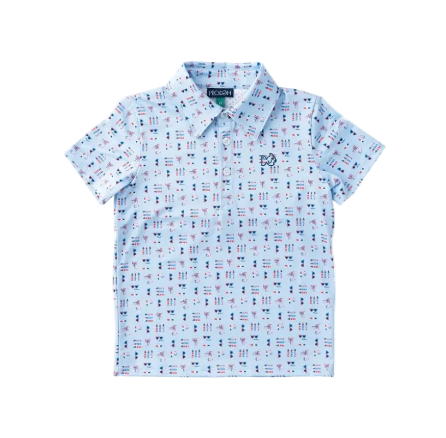 Boys' Short Sleeve Performance Polo, Windsurfer Fourth Print