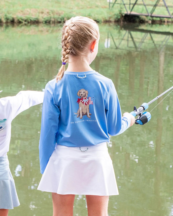 Girls' Long Sleeve Pro Performance T Shirt- Marina Blue
