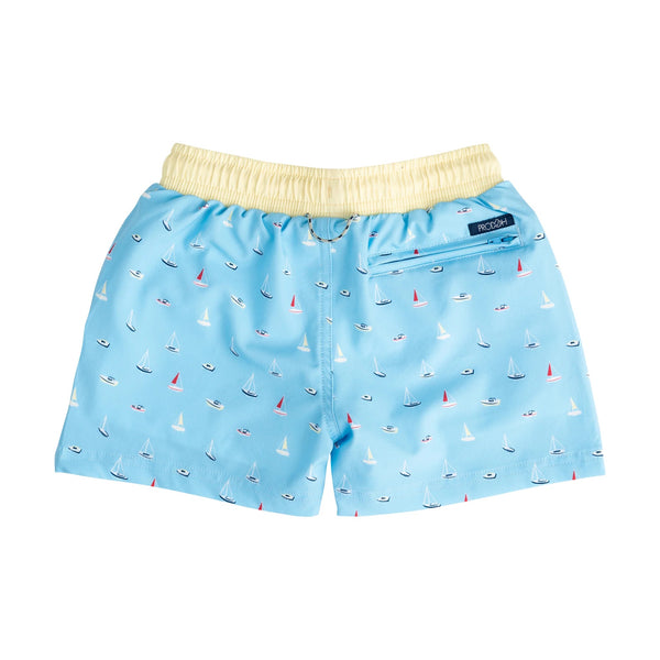 Boy's Boogie Board Swim Trunk- Baltic Sea Boats In The Bay