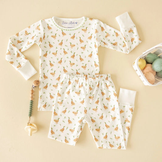 Meadowland Mallards Toddler Long Pajamas Ivory