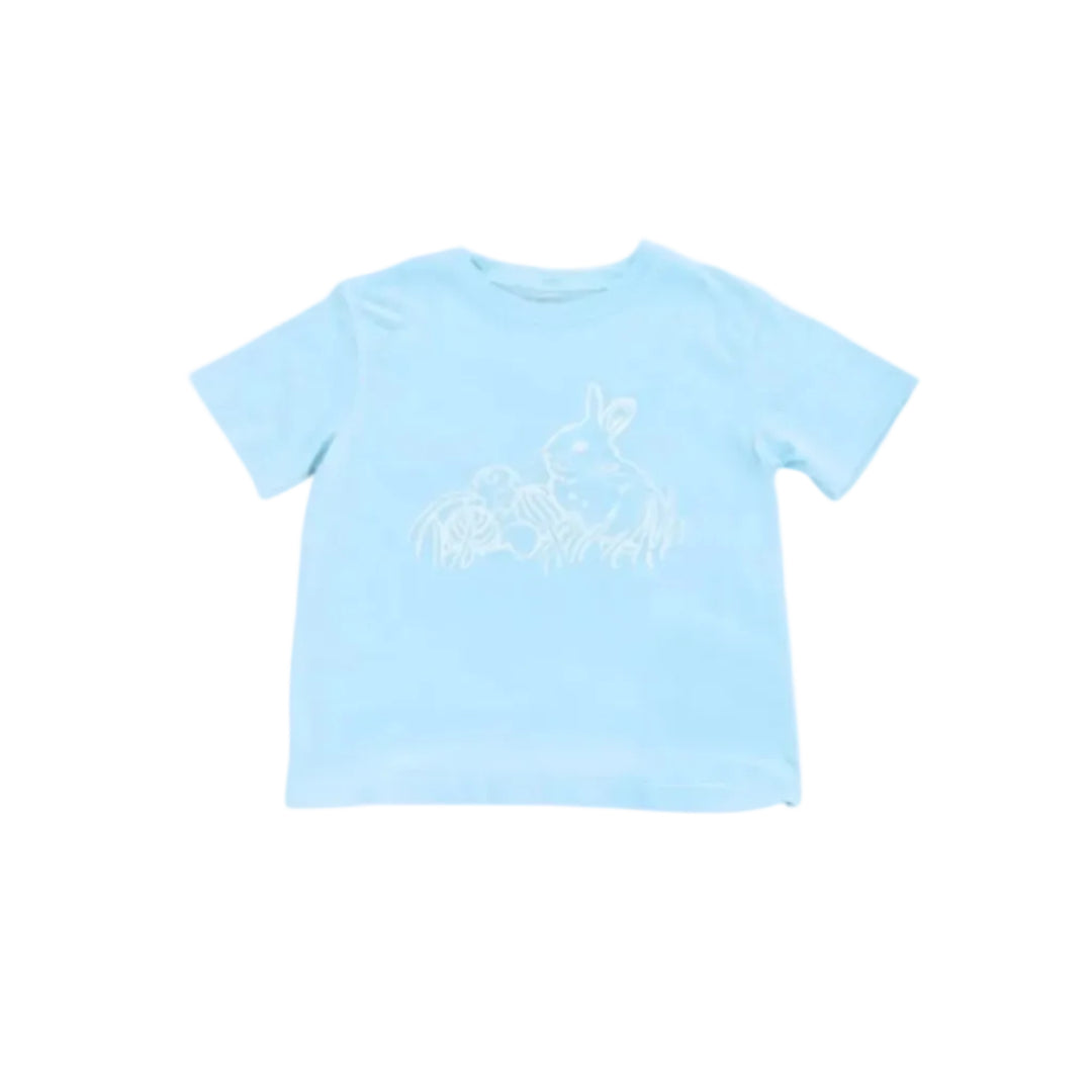 Short Sleeve Light Blue Easter Bunny T-Shirt