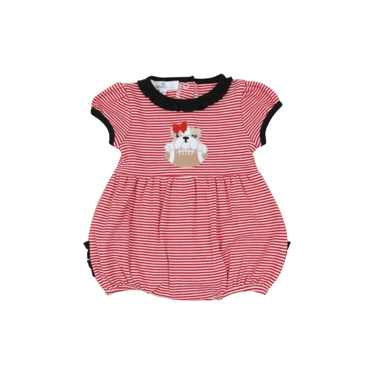 Bulldog Pride Applique Red Ruffle S/S Bubble