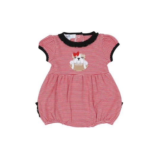 Bulldog Pride Applique Red Ruffle S/S Bubble