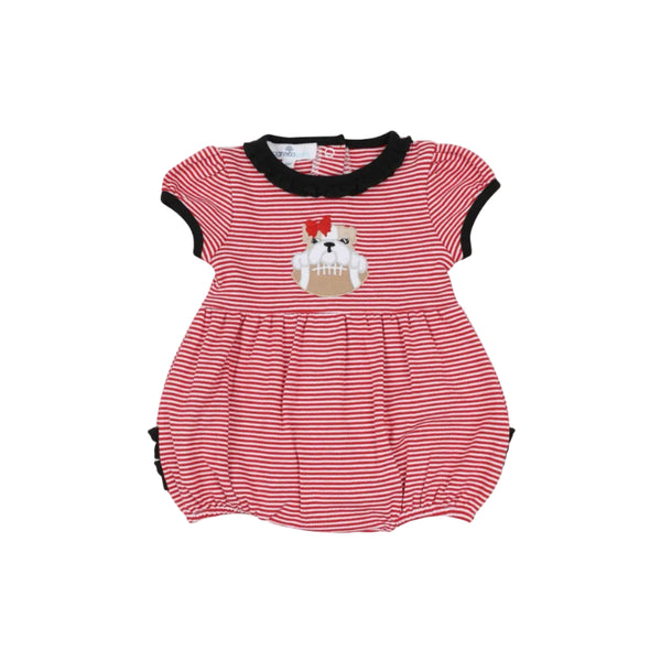 Bulldog Pride Applique Red Ruffle S/S Bubble