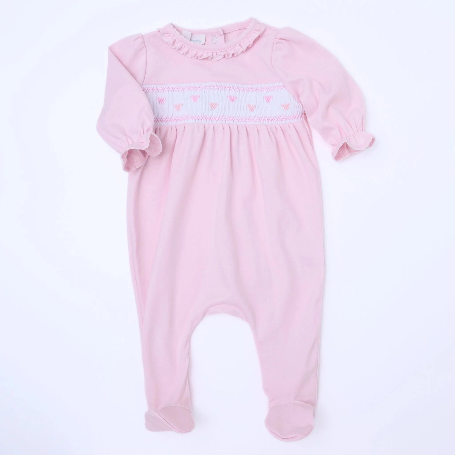 Valentines Classic Smocked Footie Pink