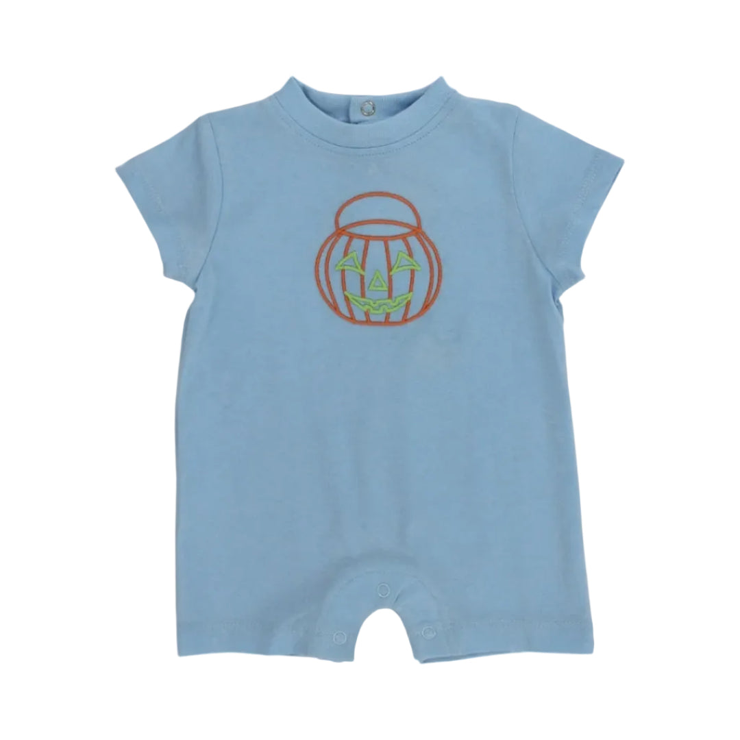 Jack-O-Lantern Short Knit Romper, Boys