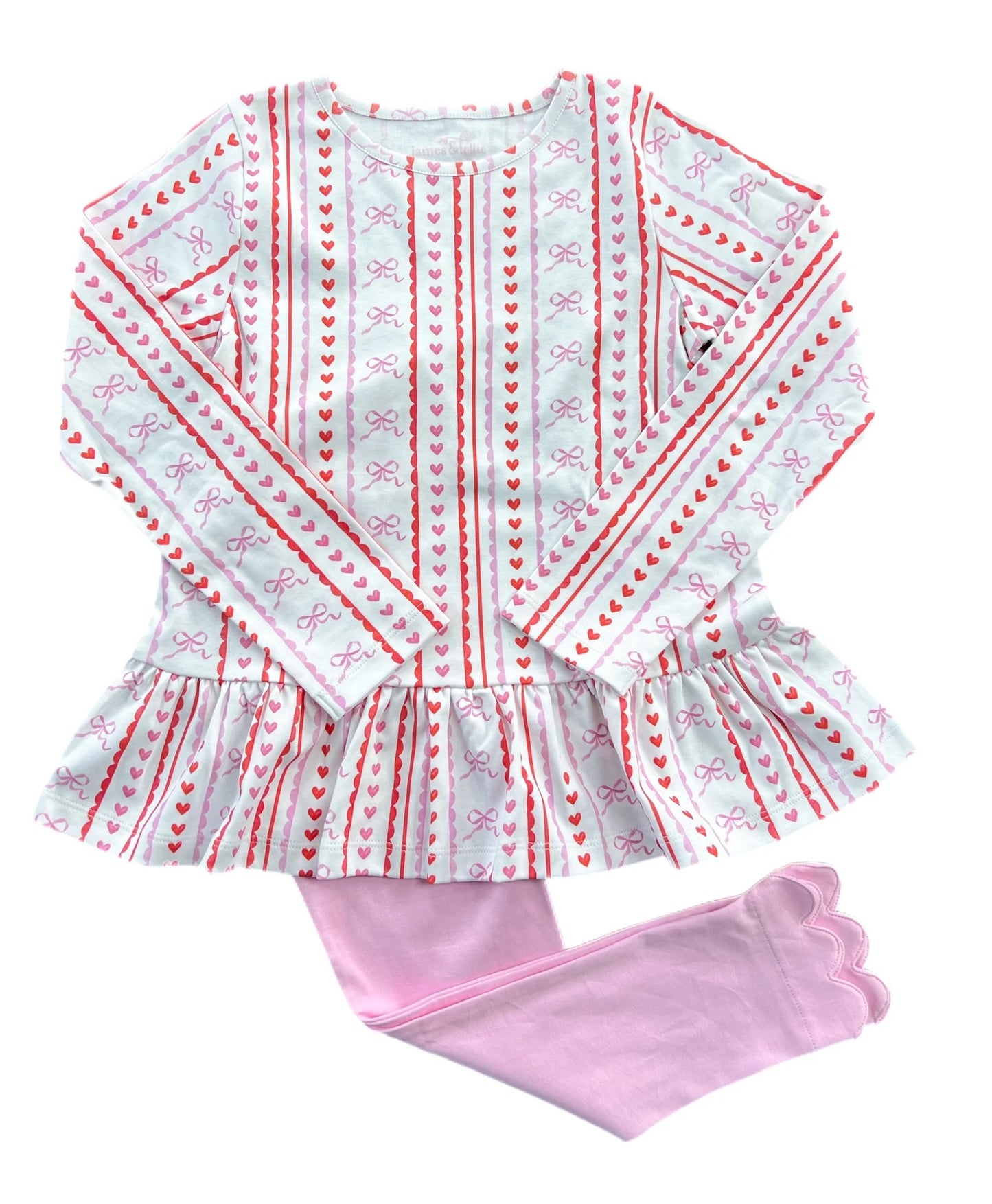 Peggie Peplum Legging Set, Scallops & Hearts