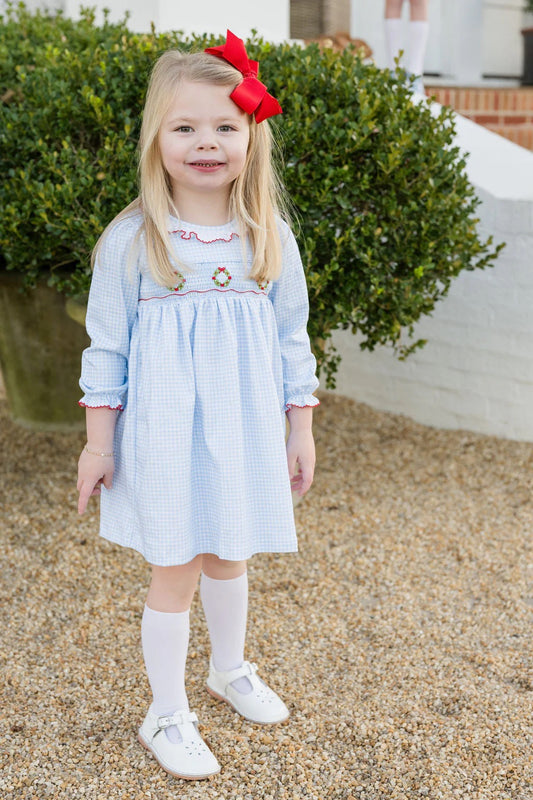 Sara Dress, Smocked Wreath