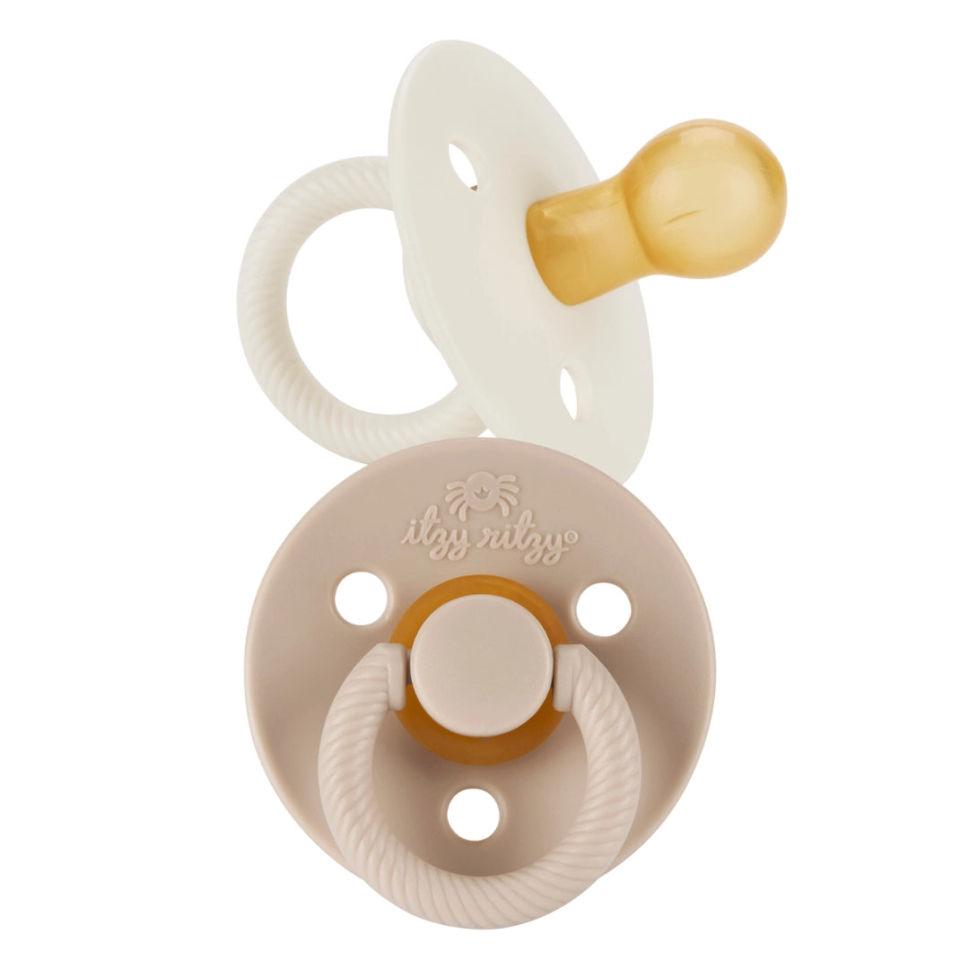 Itzy Soother™ Natural Rubber Paci Sets Coconut + Toast 6-18m