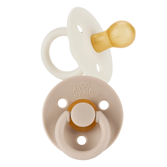 Itzy Soother™ Natural Rubber Paci Sets Coconut + Toast 6-18m