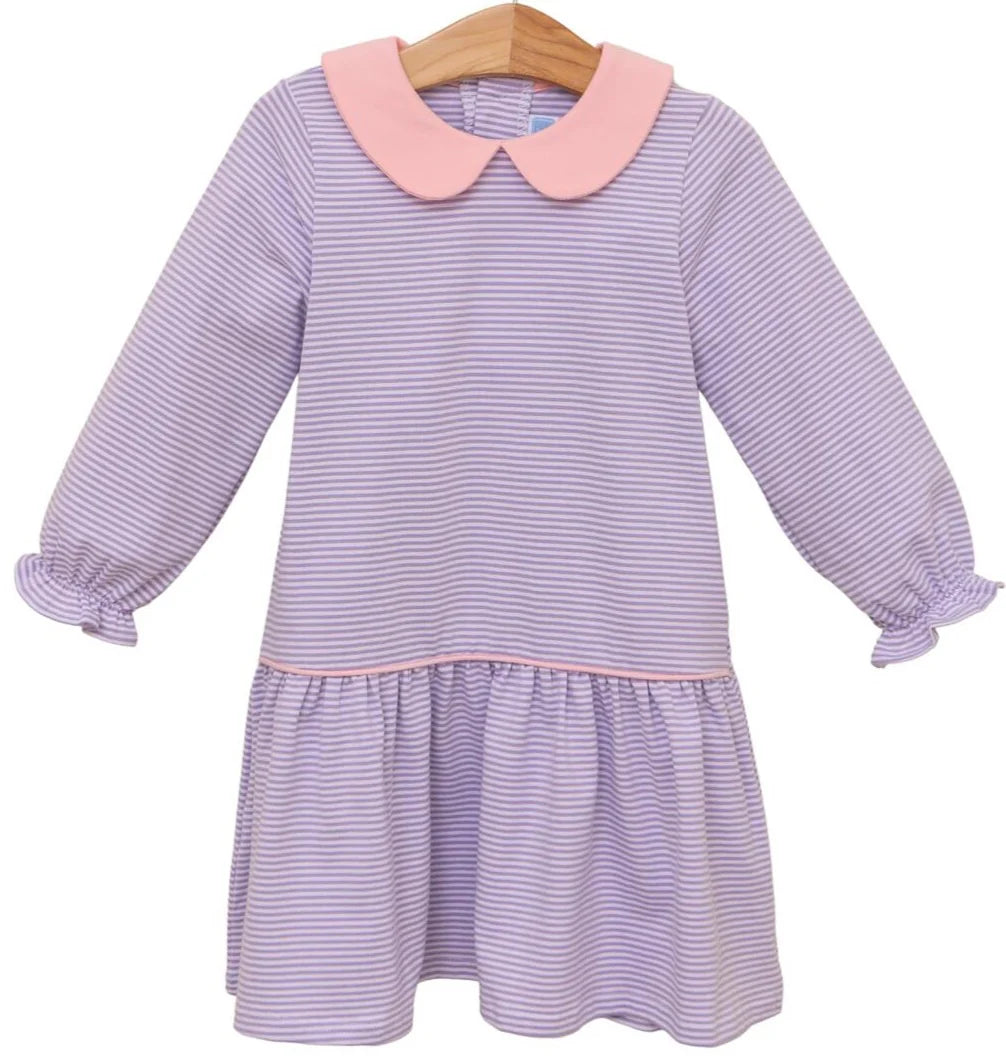 Katherine Dress Lavender Stripe/Light Pink