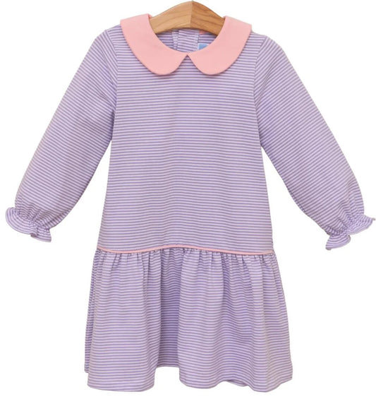 Katherine Dress Lavender Stripe/Light Pink